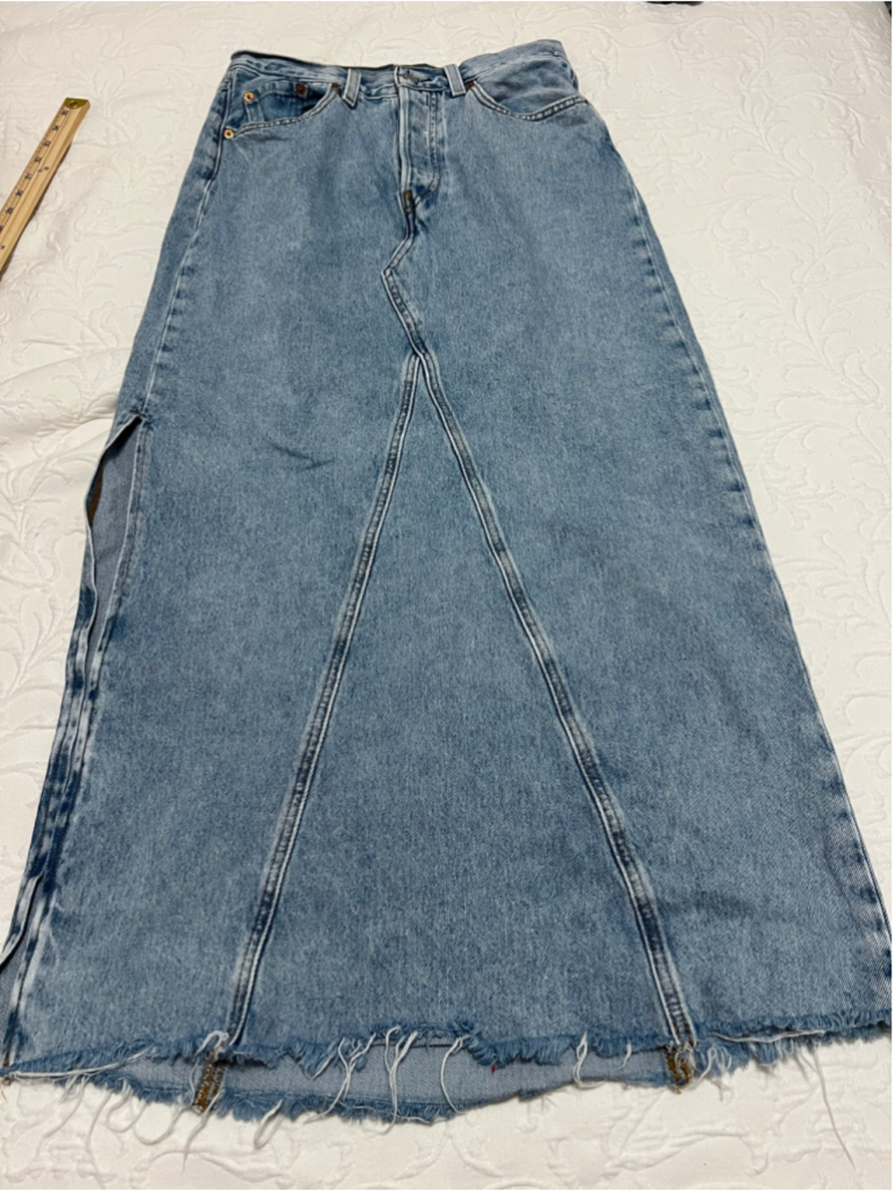 Women's Levi's Denim Maxi Skirt with Button Fly Size 8 Blue, Y2K, cottagecore